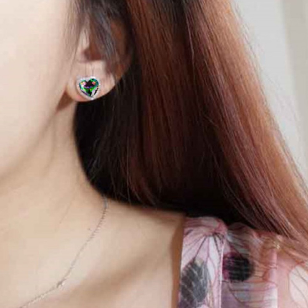 New Rainbow Mystic Topaz Simulated Diamond Halo He - Picture 3 of 3